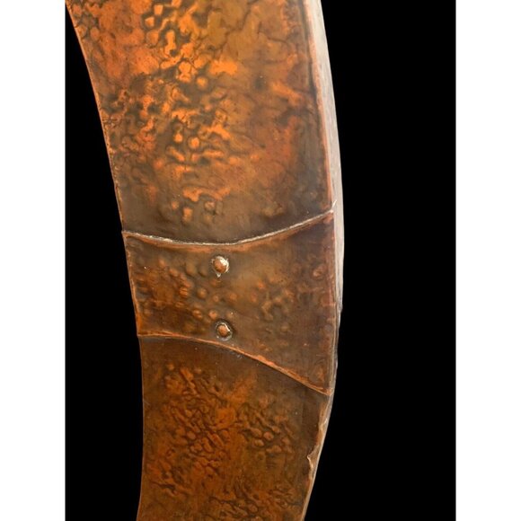 19th Century ANTIQUE ARTS & CRAFTS HAMMERED COPPER OVAL MIRROR England - Picture 2 of 9